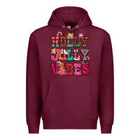 Burgundy holly jolly vibes pink christmas Premium Hoodie - CowGirlArtShop