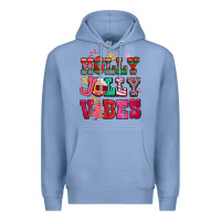Colony Blue holly jolly vibes pink christmas Premium Hoodie - CowGirlArtShop
