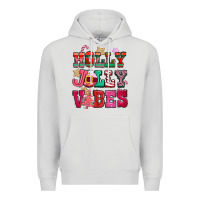Dove Grey holly jolly vibes pink christmas Premium Hoodie - CowGirlArtShop