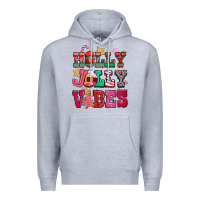 Heather Grey holly jolly vibes pink christmas Premium Hoodie - CowGirlArtShop