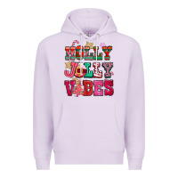 Lilac holly jolly vibes pink christmas Premium Hoodie - CowGirlArtShop