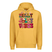 Mustard holly jolly vibes pink christmas Premium Hoodie - CowGirlArtShop