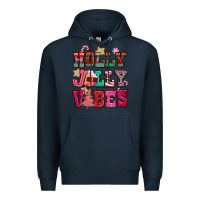 Navy holly jolly vibes pink christmas Premium Hoodie - CowGirlArtShop
