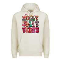 Oatmeal Heather holly jolly vibes pink christmas Premium Hoodie - CowGirlArtShop