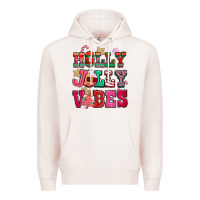 Pale Pink holly jolly vibes pink christmas Premium Hoodie - CowGirlArtShop