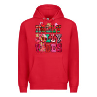 Red holly jolly vibes pink christmas Premium Hoodie - CowGirlArtShop