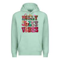 Seafoam holly jolly vibes pink christmas Premium Hoodie - CowGirlArtShop
