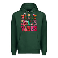 Sports Green holly jolly vibes pink christmas Premium Hoodie - CowGirlArtShop