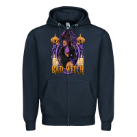 Navy Bad Witch Black Woman Zipper Hoodie - texasbilliewilder