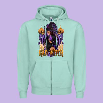 Bad Witch Black Woman Zipper Hoodie Designed By Texasbilliewilder