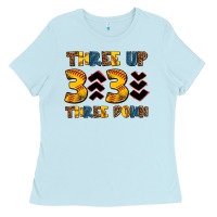 Baby Blue three up three down softball Ladies Tee - AdoDesignShop