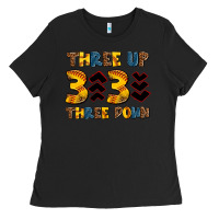 Black three up three down softball Ladies Tee - AdoDesignShop