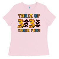 Bubblegum Pink three up three down softball Ladies Tee - AdoDesignShop