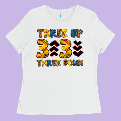 Three Up Three Down Softball Ladies Tee Designed By Adodesignshop