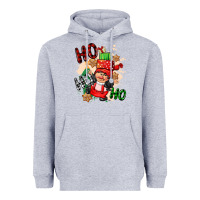 Heather Grey ho ho ho girl gnome Heavyweight Hoodie - CowGirlArtShop