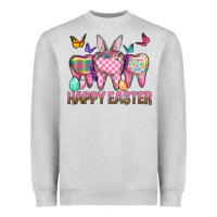 Heather Grey Happy Easter Dental And Egg Heavyweight Sweatshirt - BundleAndBundleShop