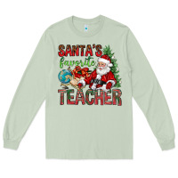 Matcha Santa's Favorite Teacher Long Sleeve Tee - BundleAndBundleShop