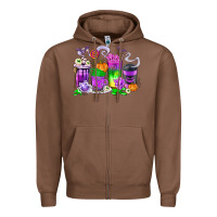 Chestnut Halloween Coffee Cups Zipper Hoodie - texasbilliewilder