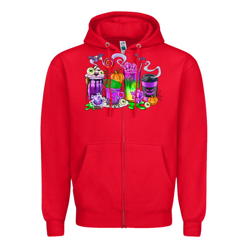 Halloween Coffee Cups Zipper Hoodie by texasbilliewilder | Teevron