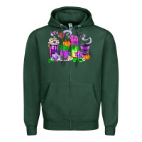 Sports Green Halloween Coffee Cups Zipper Hoodie - texasbilliewilder