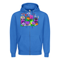 True Royal Halloween Coffee Cups Zipper Hoodie - texasbilliewilder