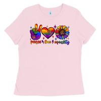 Bubblegum Pink peace love equality Ladies Tee - JahusDesignShop