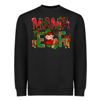 Black Mama Elf With Gift Christmas Heavyweight Sweatshirt - BundleAndBundleShop