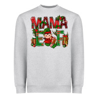 Heather Grey Mama Elf With Gift Christmas Heavyweight Sweatshirt - BundleAndBundleShop