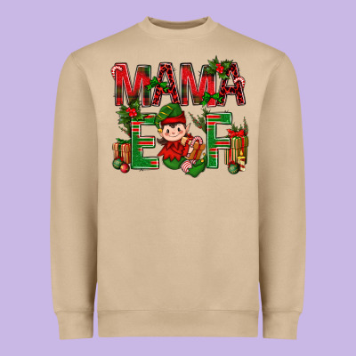 Mama Elf With Gift Christmas Heavyweight Sweatshirt Designed By Bundleandbundleshop