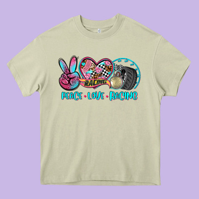 Peace Love Racing Heavy Core Tee Designed By Adodesignshop