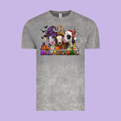 Happy Hallothanksmas Heifers Vintage Tee Designed By Nancycooperartshop