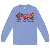 Colony Blue Peace Love Mardi Gras Long Sleeve Tee - BundleAndBundleShop