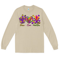 Mushroom Peace Love Mardi Gras Long Sleeve Tee - BundleAndBundleShop