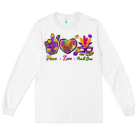 White Peace Love Mardi Gras Long Sleeve Tee - BundleAndBundleShop