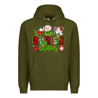 Army Green nurse claus christmas Premium Hoodie - CowGirlArtShop