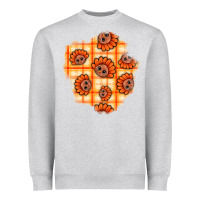 Heather Grey Thanksgiving Turkey With Tartan Patch Heavyweight Sweatshirt - BundleAndBundleShop