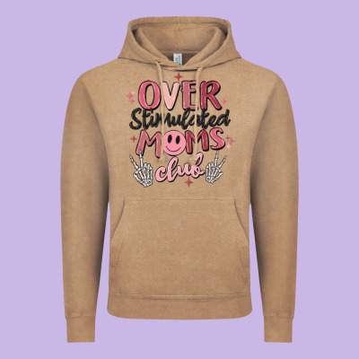 Over Stimulated Moms Club Vintage Hoodie Designed By Maliassmallbusiness