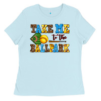 Baby Blue take me to the ballpark softball Ladies Tee - AdoDesignShop