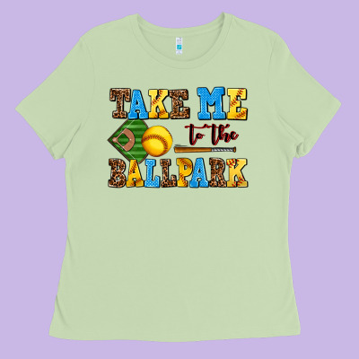 Take Me To The Ballpark Softball Ladies Tee Designed By Adodesignshop