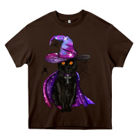 Chocolate Brown black witch cat Heavy Core Tee - BundleAndBundleShop