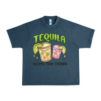 Midnight Navy tequila cheaper than therapy Urban Heavy Tee - MaliasSmallBusiness