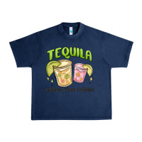 Navy tequila cheaper than therapy Urban Heavy Tee - MaliasSmallBusiness
