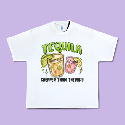 Tequila Cheaper Than Therapy Urban Heavy Tee Designed By Maliassmallbusiness