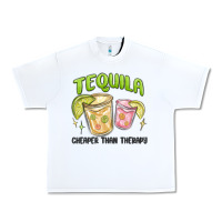 White tequila cheaper than therapy Urban Heavy Tee - MaliasSmallBusiness