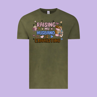 Raising My Husband Is Exhausting Vintage Tee Designed By Maliassmallbusiness