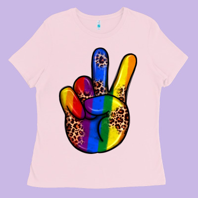 Pride Leopard Peace Hand Ladies Tee Designed By Jahusdesignshop