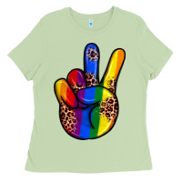 Matcha pride leopard peace hand Ladies Tee - JahusDesignShop