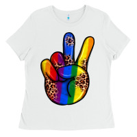 White pride leopard peace hand Ladies Tee - JahusDesignShop
