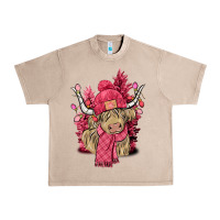 French Oak pink winter long haired cow Urban Heavy Tee - NancyCooperArtShop
