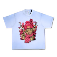Grape Ice pink winter long haired cow Urban Heavy Tee - NancyCooperArtShop